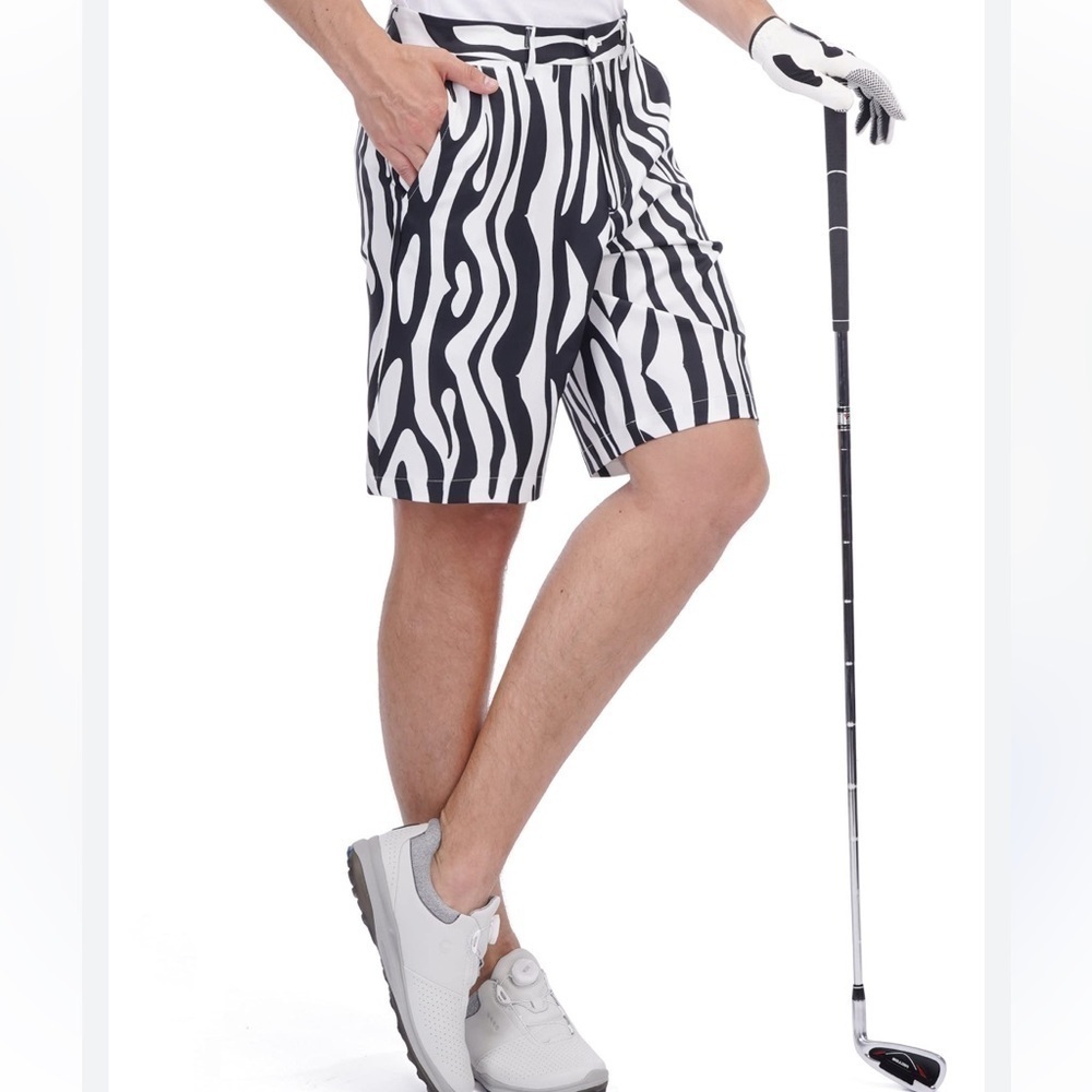 Men Golf Shorts Khaki Stretch Tech Light Relaxed Fit zebra Quick Dry shorts new